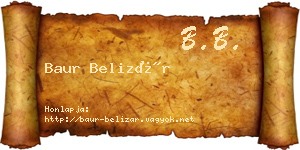 Baur Belizár névjegykártya